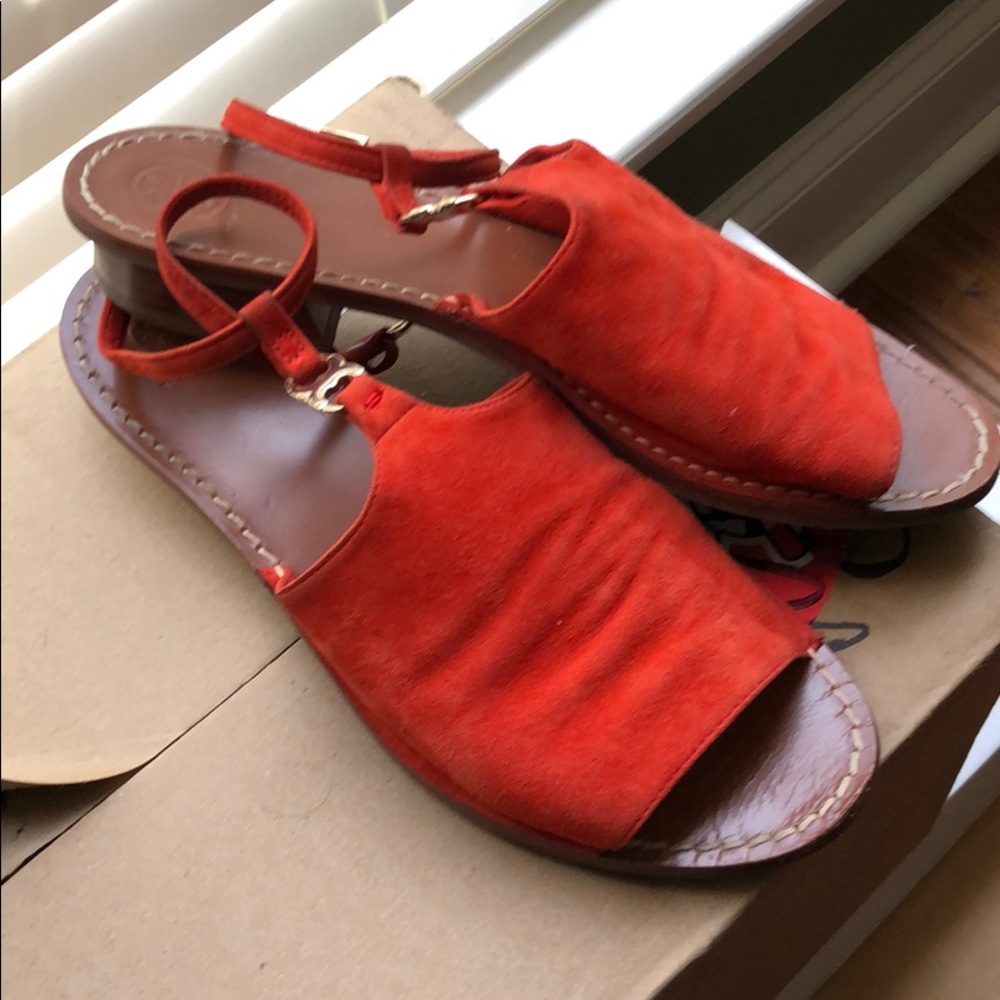Deep Orange Suede Tory Burch Sandals (8.5)